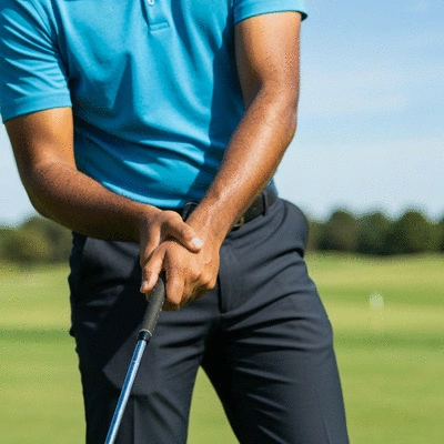 Professional golfer demonstrating proper grip pressure on a golf club