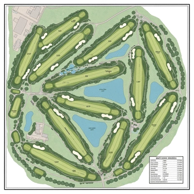 Detailed golf course map showing strategic layout and hazards