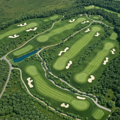 Detailed golf course map with strategic lines and markers